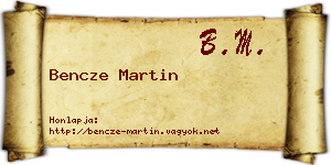 Bencze Martin névjegykártya